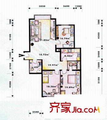 美麗新世界戶型圖3室2廳2衛(wèi)
