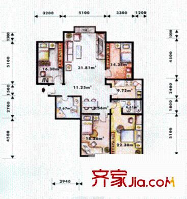 美麗新世界戶型圖4室2廳2衛(wèi)