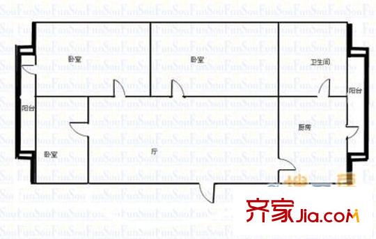 開關(guān)廠宿舍 3室 戶型圖