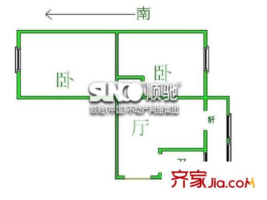 建南鐵路宿舍 2室 戶(hù)型圖