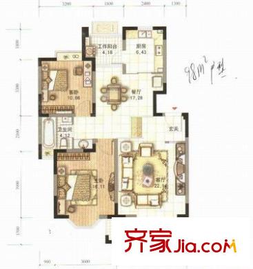 金輝苑小區(qū) 2室 戶型圖