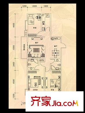 金林佳園戶型圖2期A戶型 2室2廳2衛(wèi)1廚