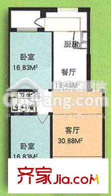交通干部學(xué)校宿舍 1室 戶型圖