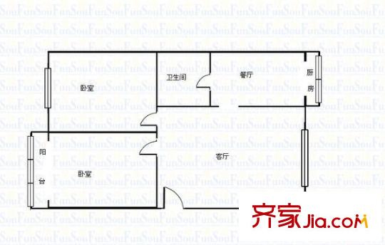 汽運(yùn)三公司宿舍 2室 戶型圖