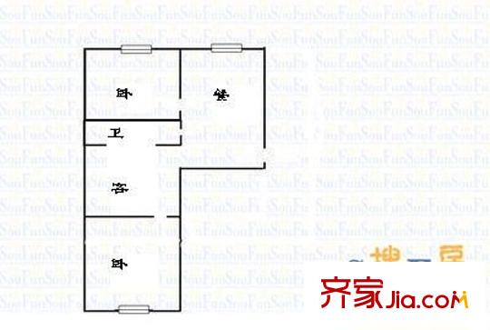 汽運三公司宿舍 2室 戶型圖
