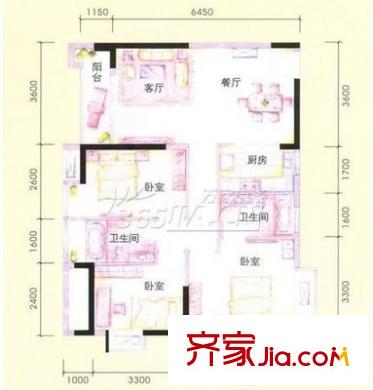 鑫匯苑 3室 戶(hù)型圖
