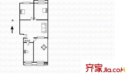 鐵三局八一院小區(qū) 2室 戶型圖