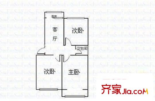 鐵三局八一院小區(qū) 3室 戶型圖