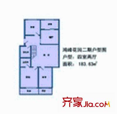 鴻峰花園戶型圖4室2廳1衛(wèi)1廚