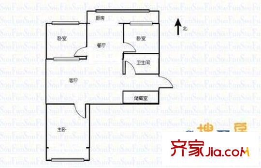 太原剛玉生活區(qū) 3室 戶型圖