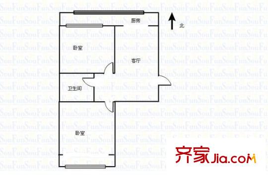 少管所宿舍 2室 戶型圖