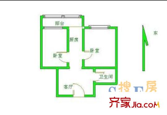 自來(lái)水公司菜園公寓 2室 戶型圖