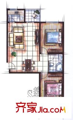 迎澤熙園A戶型兩室兩廳一衛(wèi)