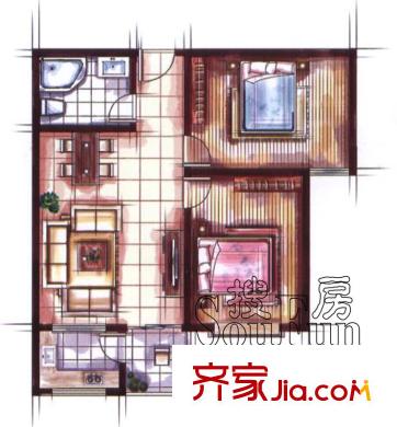 迎澤熙園F戶型三室兩廳一衛(wèi)