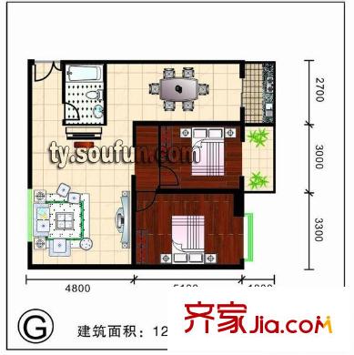 天和學(xué)府苑戶型圖G戶型 2室2廳1衛(wèi)