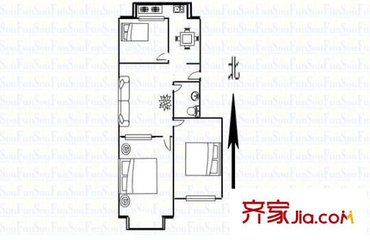 上敦化坊鐵路小區(qū) 3室 戶型圖