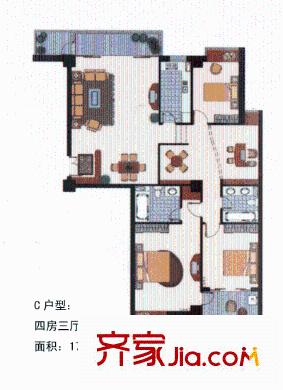 逸居時(shí)代戶(hù)型圖4室3廳2衛(wèi)