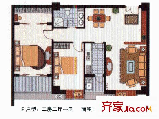 逸居時(shí)代戶(hù)型圖2室2廳1衛(wèi)