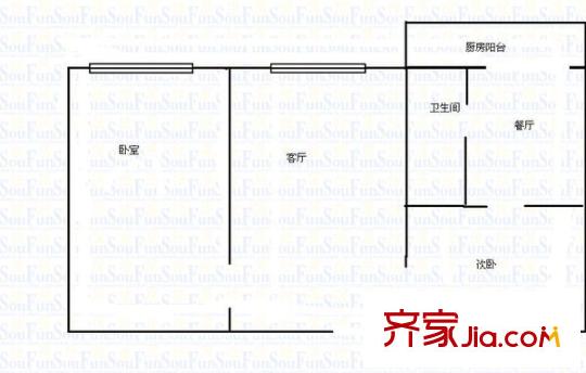 下元糧油宿舍 2室 戶(hù)型圖