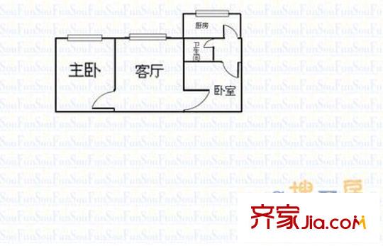 下元糧油宿舍 2室 戶(hù)型圖