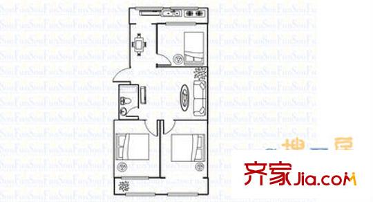 下元糧油宿舍 3室 戶型圖