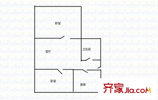 西羊市住宅小區(qū) 2室 戶型圖