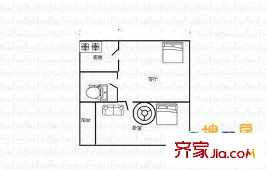 西羊市住宅小區(qū) 1室 戶型圖