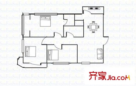 建業(yè)小區(qū) 3室 戶型圖