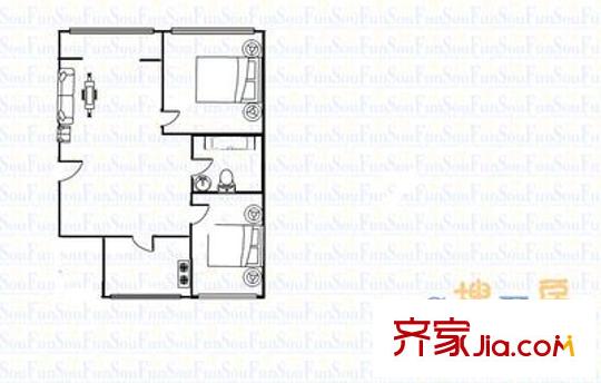 露澤園小區(qū) 2室 戶型圖