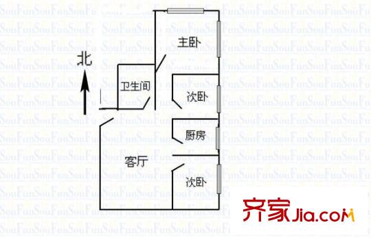 鯤鵬小區(qū) 2室 戶型圖