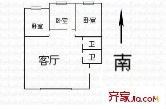 鯤鵬小區(qū) 3室 戶型圖
