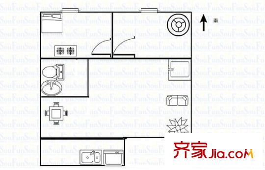太原市政建設(shè)開發(fā)處宿舍 3室 戶型圖