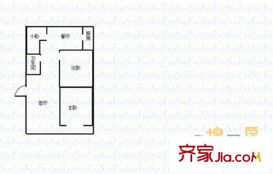 水西關(guān)外貿(mào)宿舍 2室 戶型圖