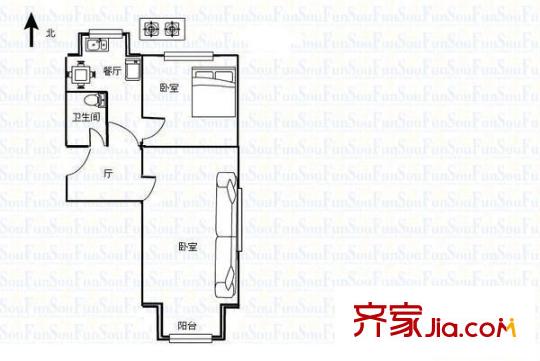 迎賓小區(qū) 2室 戶型圖