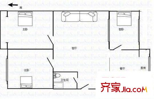 迎賓小區(qū) 3室 戶型圖