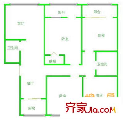 太師一附小宿舍 3室 戶型圖