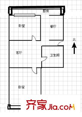 南內(nèi)環(huán)小區(qū) 2室 戶(hù)型圖