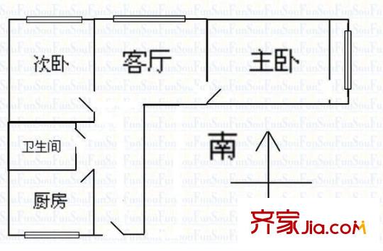 南內環(huán)小區(qū) 2室 戶型圖