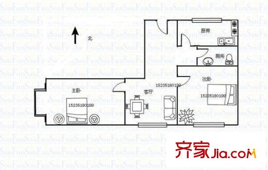 南內環(huán)小區(qū) 2室 戶型圖