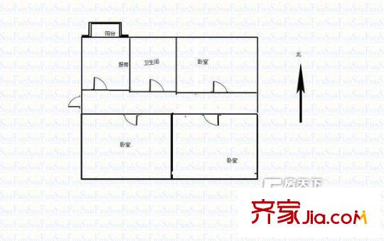 人民銀行宿舍戶型圖省人行宿舍 3室2廳1衛(wèi)1廚