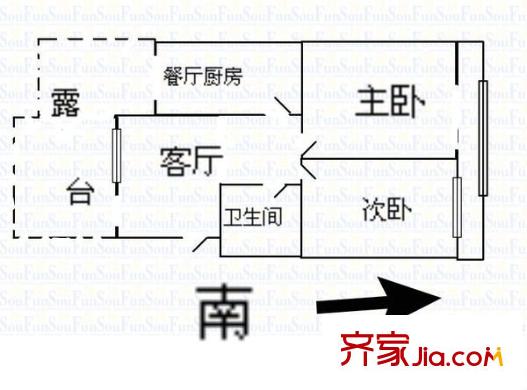 橋東街鐵路宿舍 2室 戶型圖
