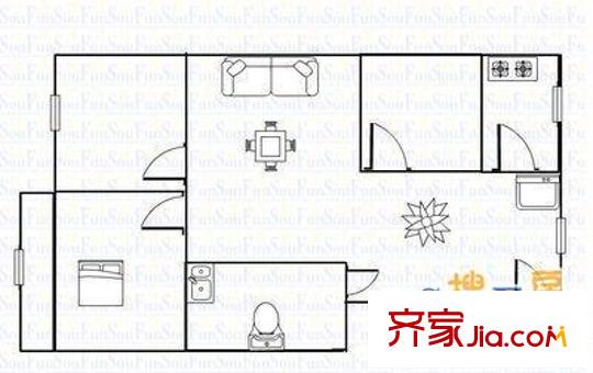 建設(shè)路電力小區(qū) 3室 戶型圖