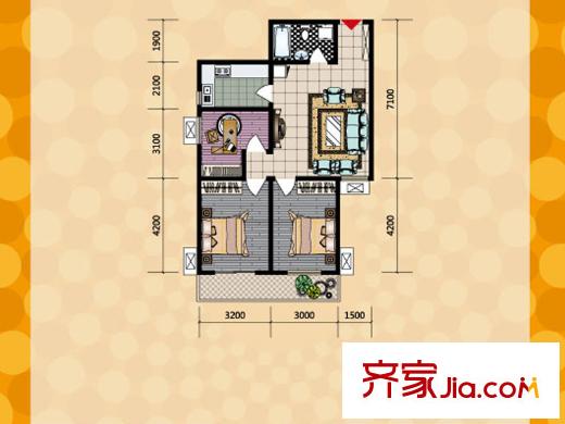 盛世長風(fēng)二期6#7#樓C戶型 3室1廳1衛(wèi)1廚