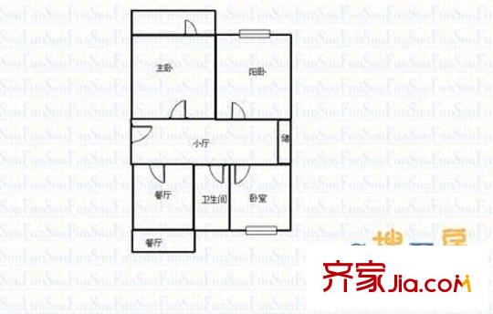 公園路應化所宿舍 3室 戶型圖