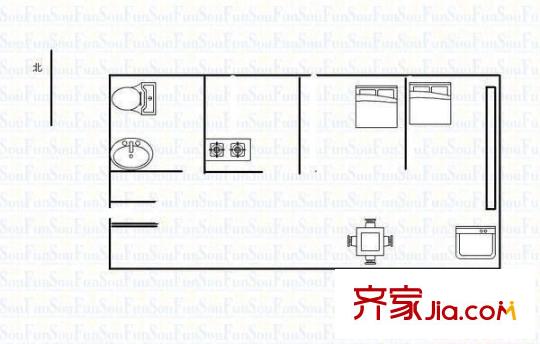 寶佳麗景 1室 戶型圖
