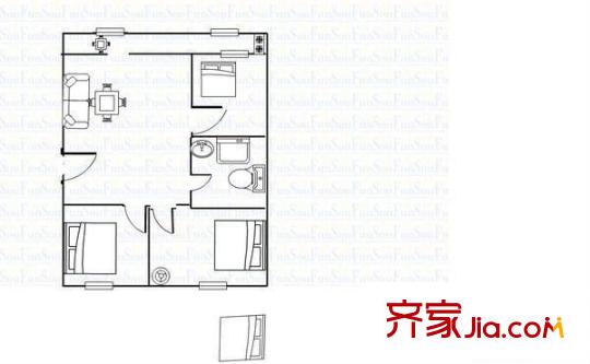 瓷廠小區(qū) 2室 戶型圖