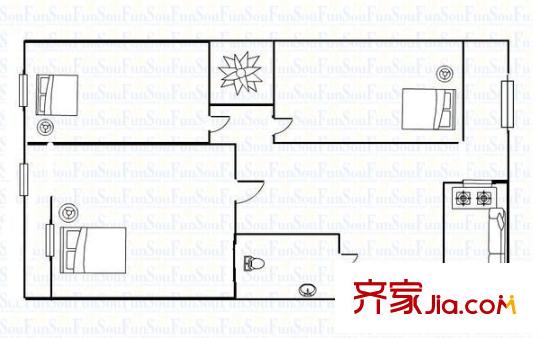 財貿(mào)學校宿舍 3室 戶型圖