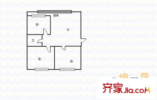 千峰南路電子廠宿舍 3室 戶型圖