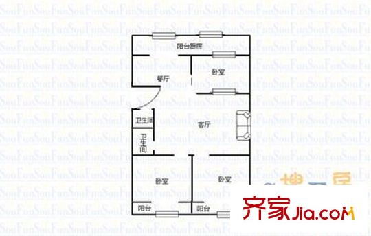 王村小區(qū) 3室 戶型圖