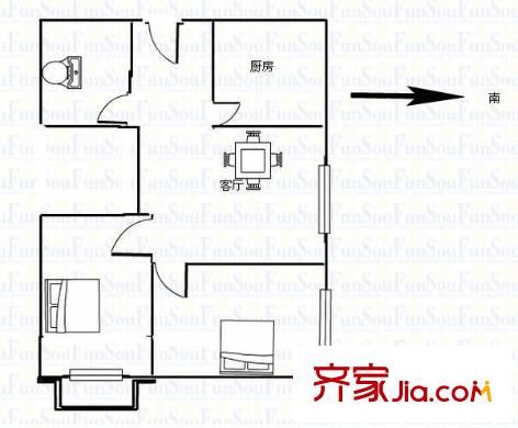 軍官小區(qū) 2室 戶型圖